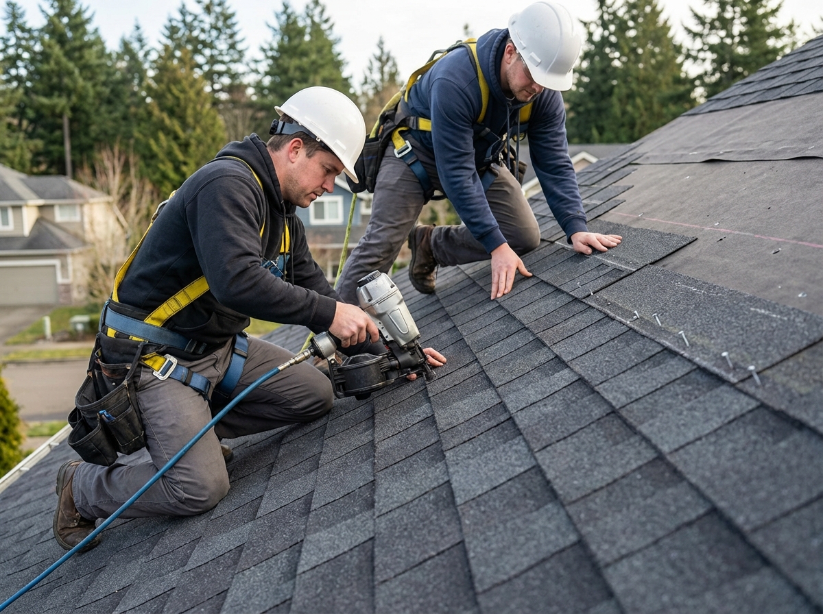 Roof replacement crew