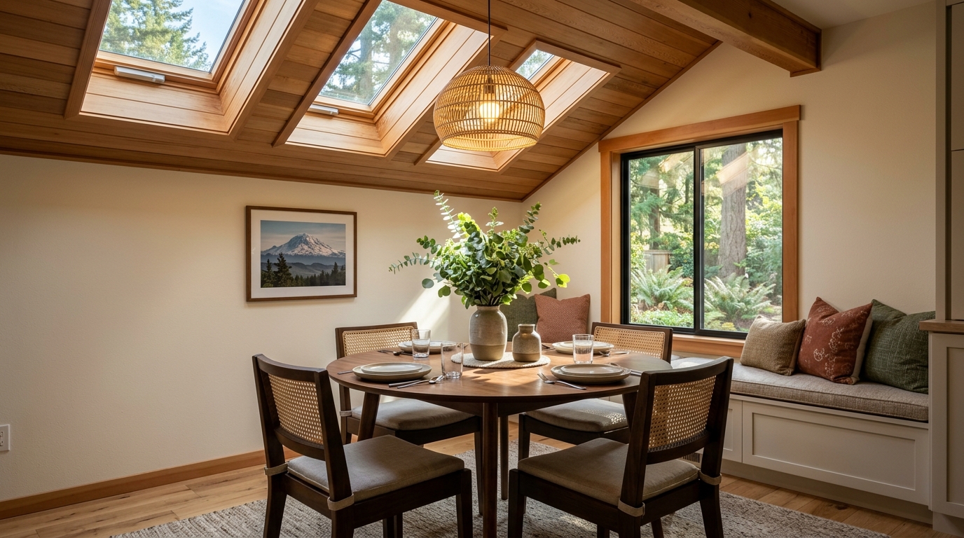 Natural light from VELUX skylight in kitchen